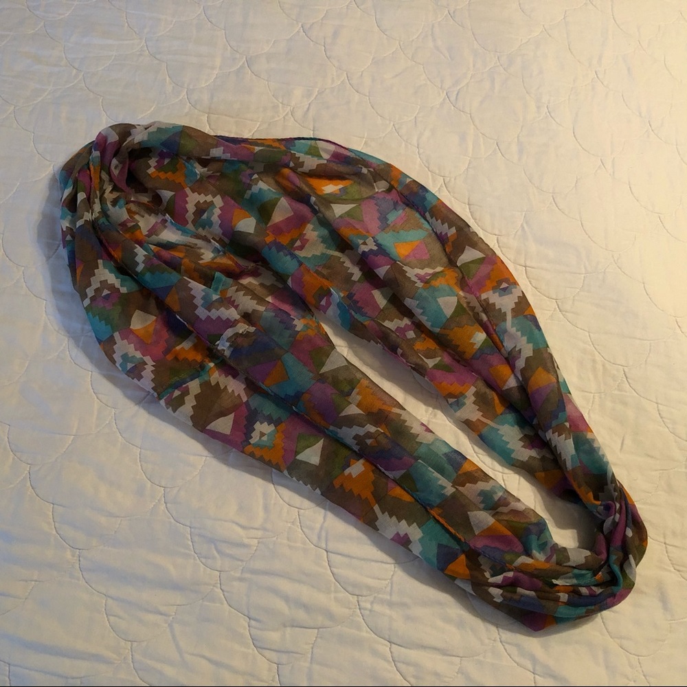 Multi-Color Aztec Print Infinity Scarf - Picture 4 of 4